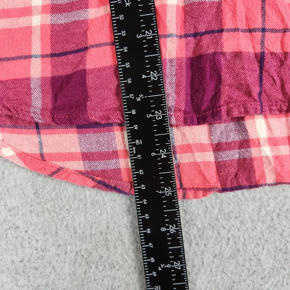 OshKosh‎ B'gosh Popover Tunic Top Girls 8 Pink Plaid Flannel Cotton Tie Waist